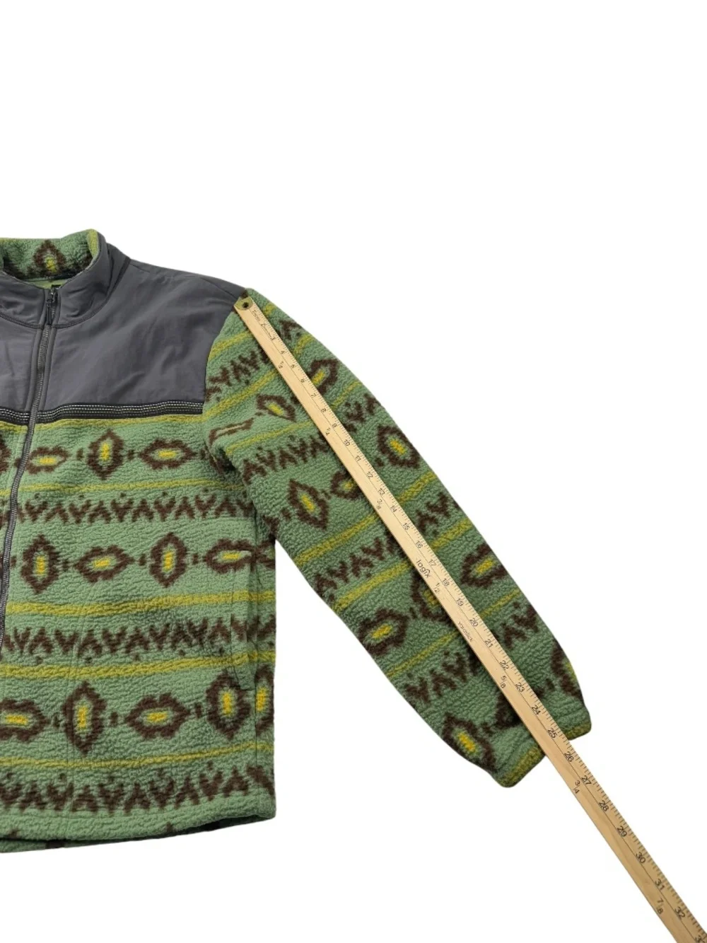 Prana Hurricane Full Zip Fleece Jacket M Green Aztec Southwestern Gorpcore